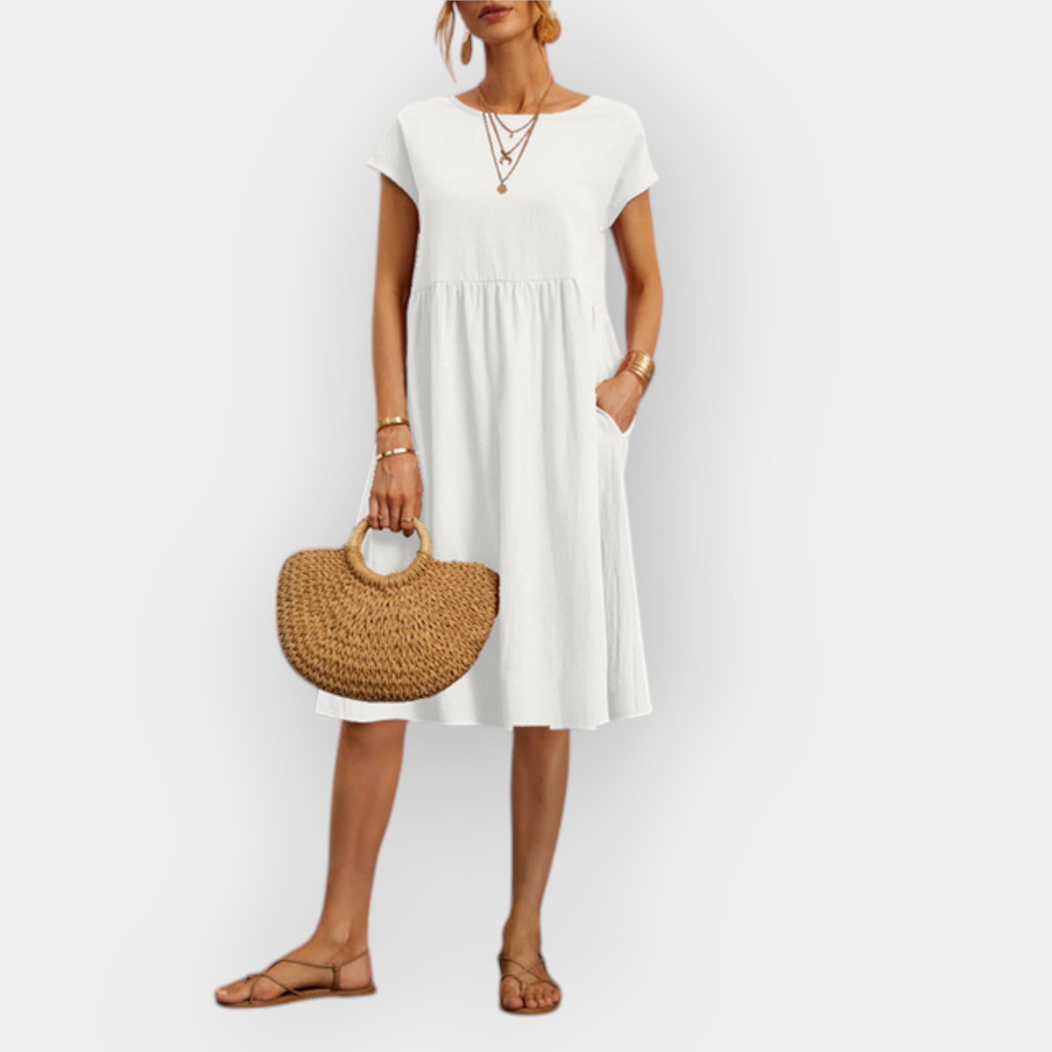 Vestido midi de linhas retas