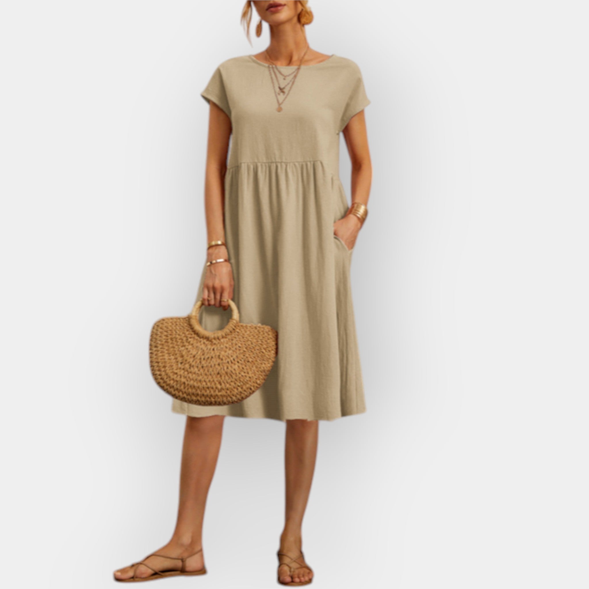 Vestido midi de linhas retas