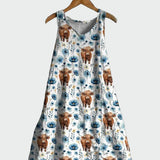 Vestido com Estampa de Vacas