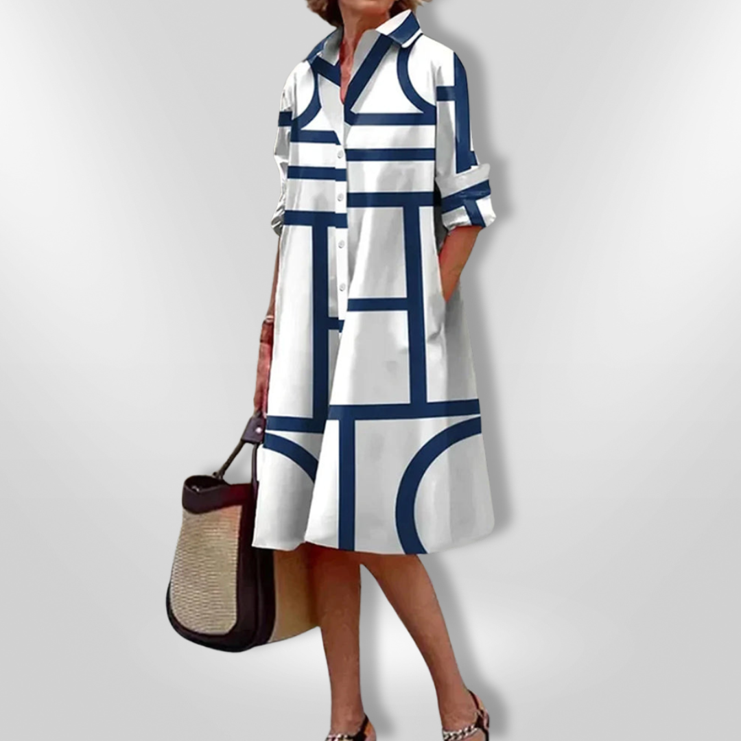 Vestido Midi com Estampa Geométrica