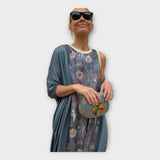 Vestido Maxi com Estampas Discretas