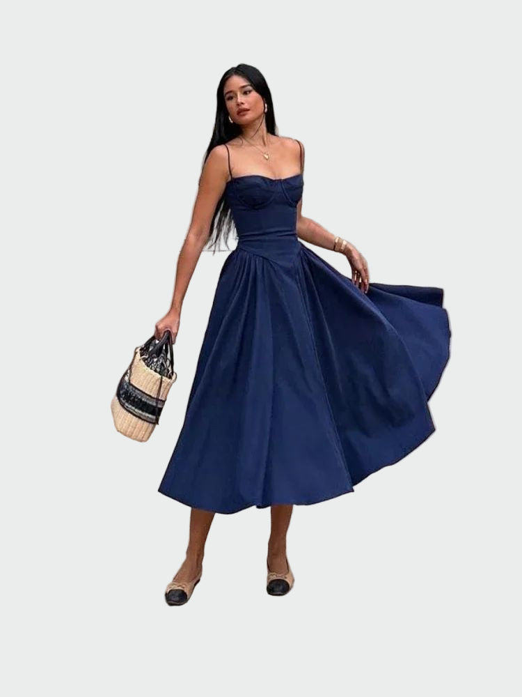 Vestido Longo de Cetim com Alças Finas