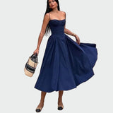 Vestido Longo de Cetim com Alças Finas