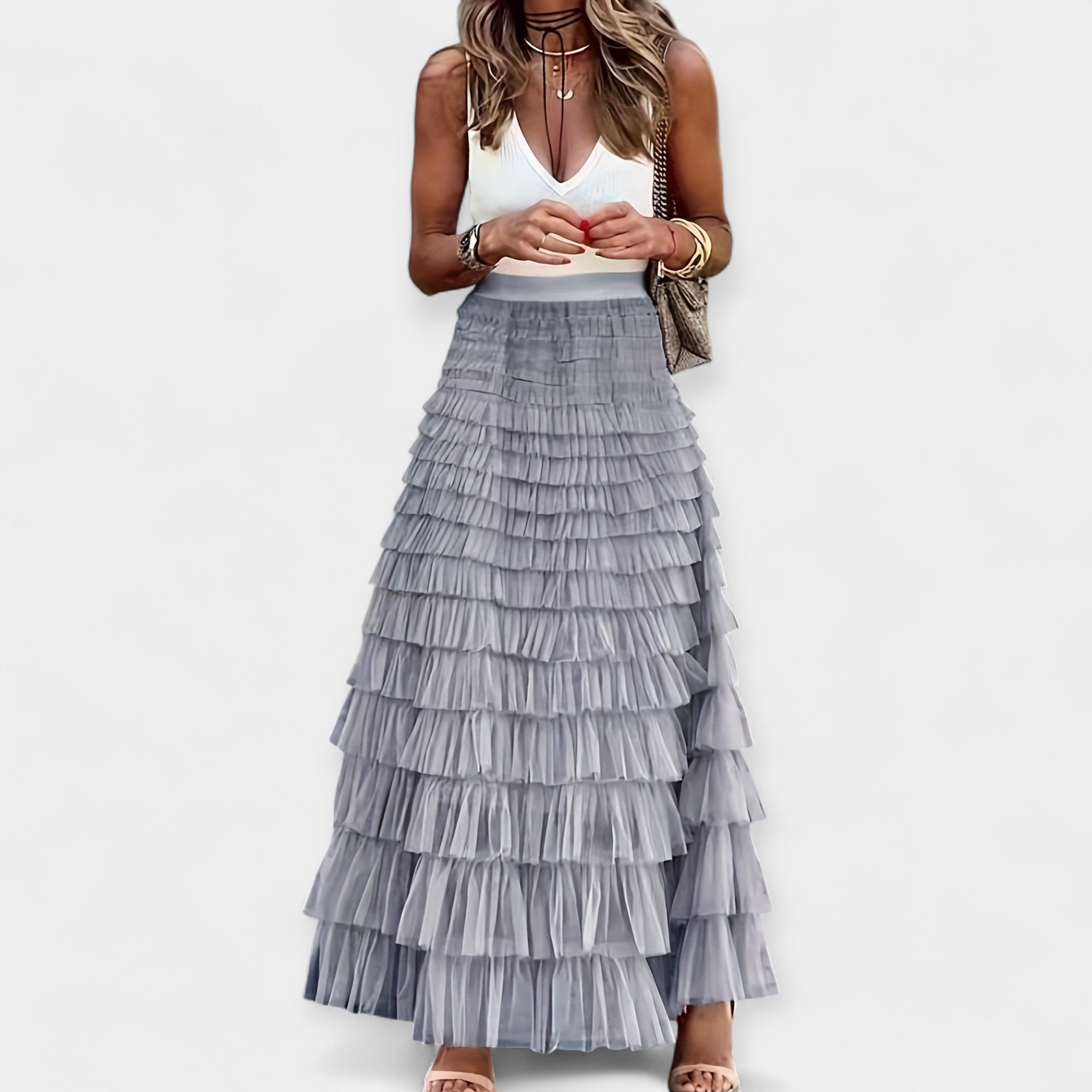 Saia Boho com Acabamento de Cetim de Malha Aberta