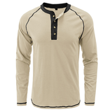 Camisa com gola de algodão Henley