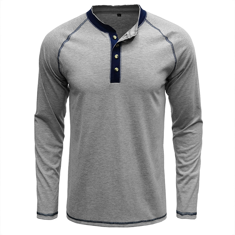 Camisa com gola de algodão Henley