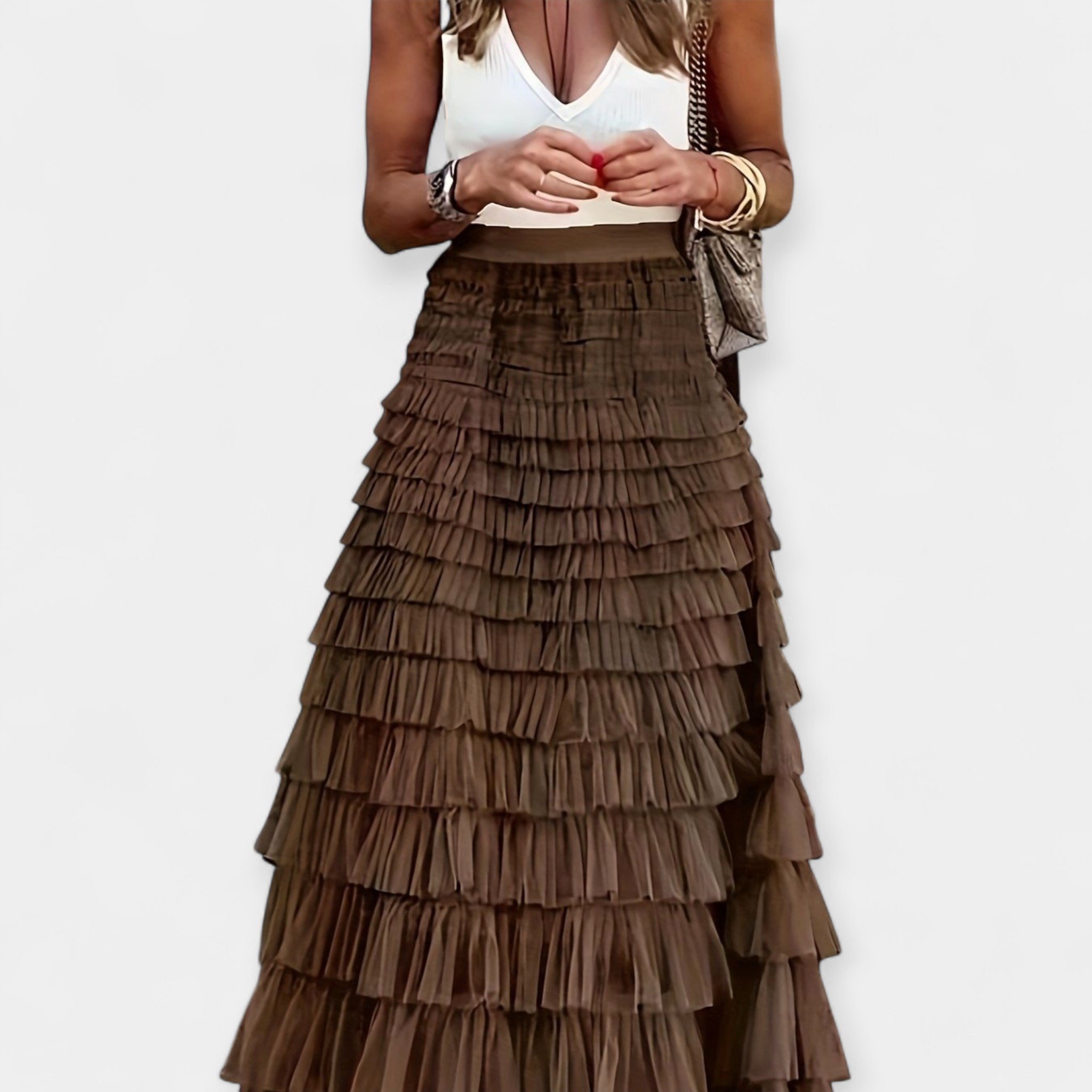 Saia Boho com Acabamento de Cetim de Malha Aberta