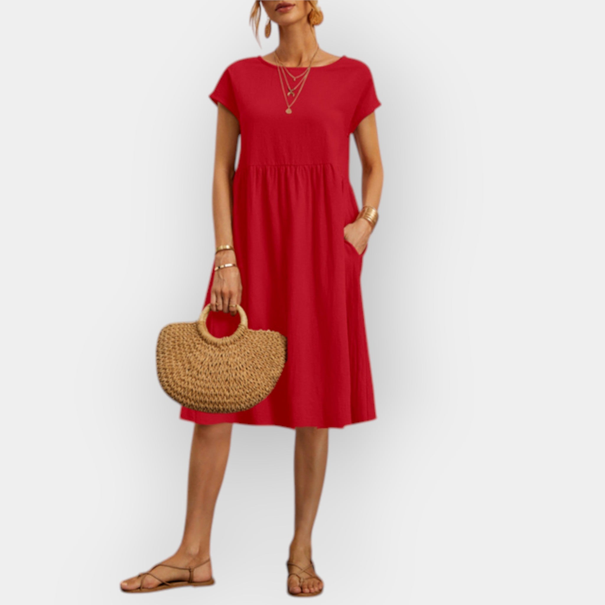 Vestido midi de linhas retas