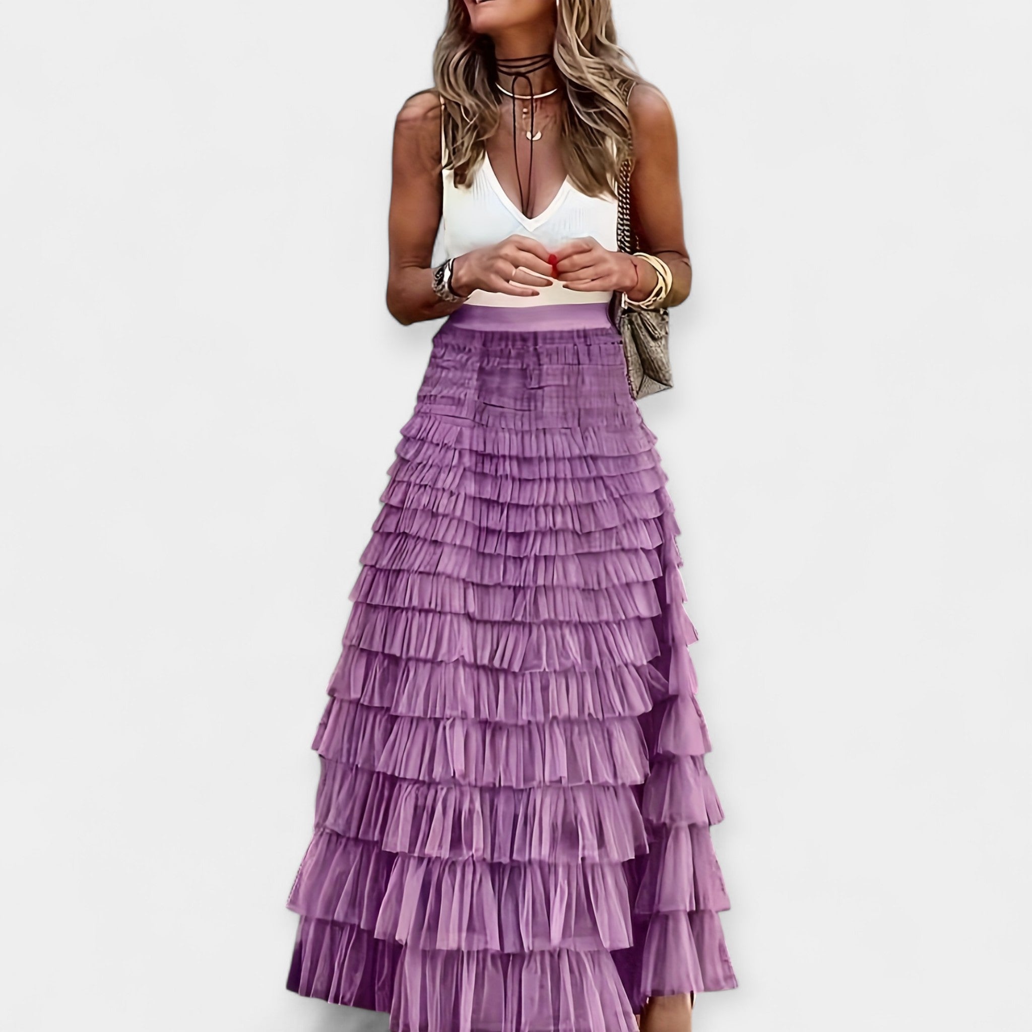 Saia Boho com Acabamento de Cetim de Malha Aberta