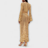 Vestido Maxi de Tricô Dourado da Dolly