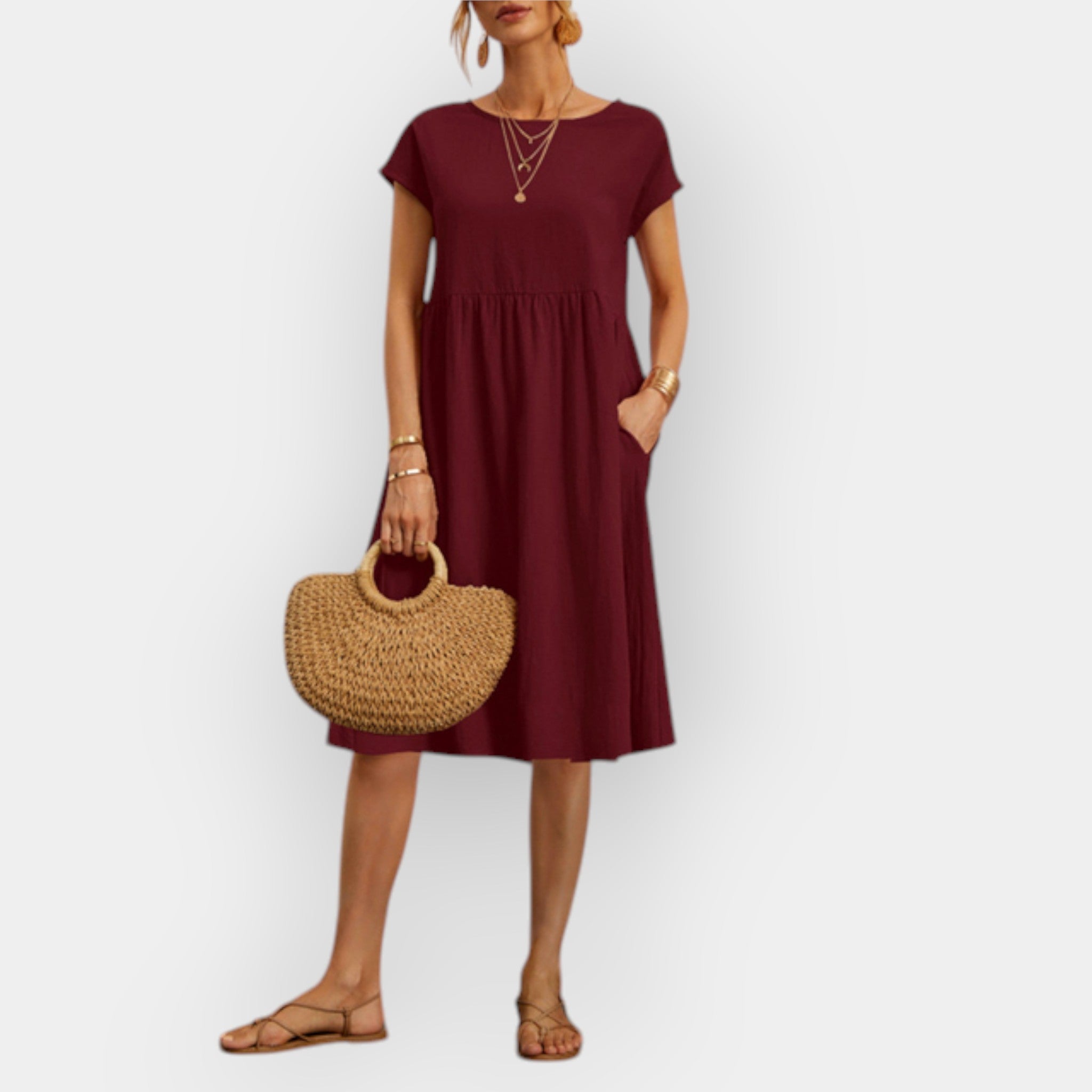 Vestido midi de linhas retas