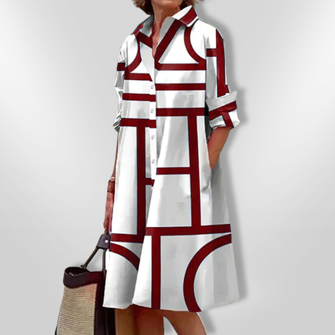 Vestido Midi com Estampa Geométrica