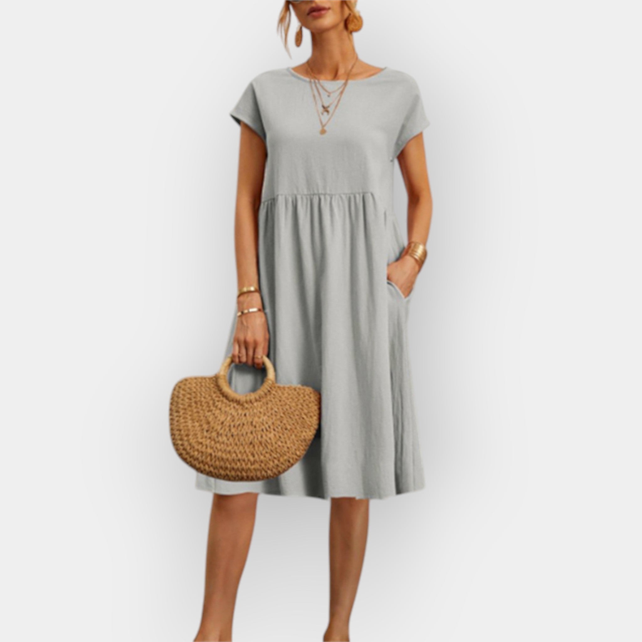 Vestido midi de linhas retas