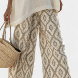 Conjunto Boho Chic Margarida: Blusa Longa e Calças Estampadas para um Estilo Único