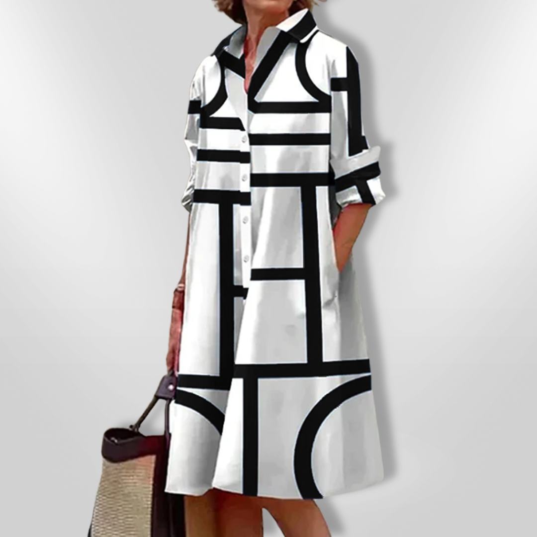Vestido Midi com Estampa Geométrica