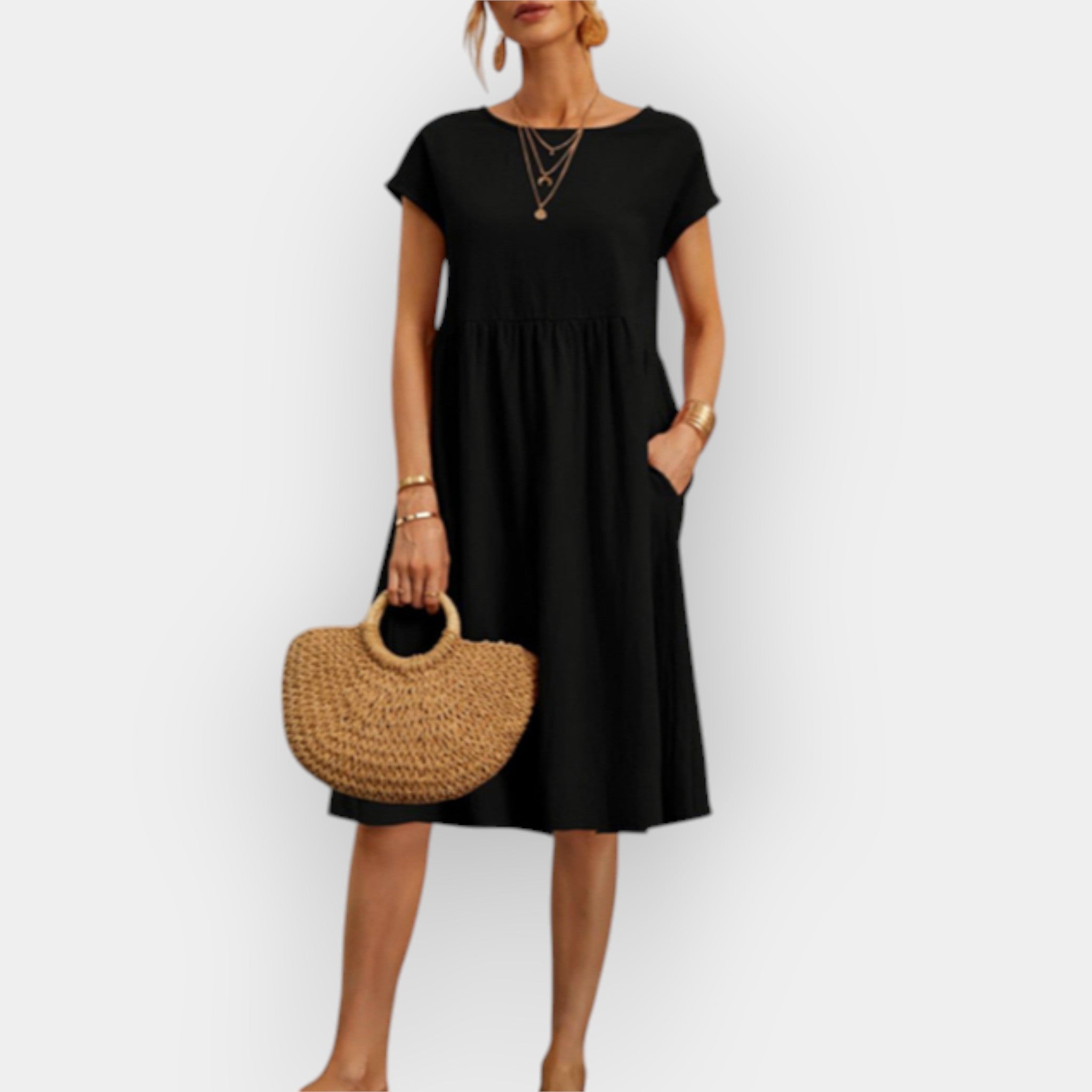 Vestido midi de linhas retas