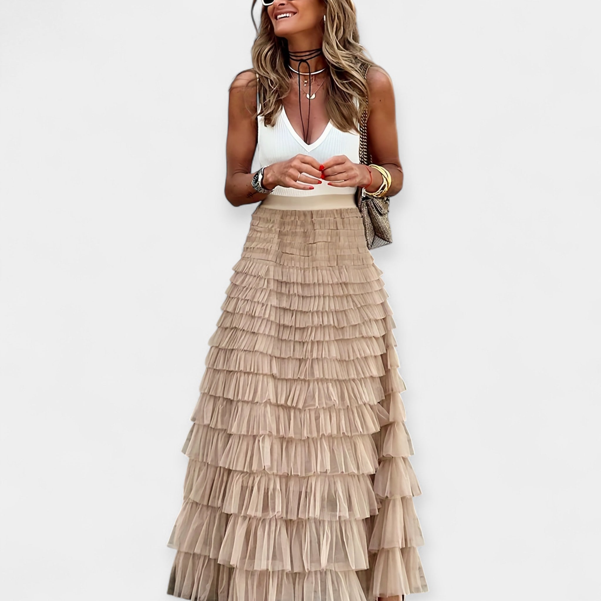Saia Boho com Acabamento de Cetim de Malha Aberta