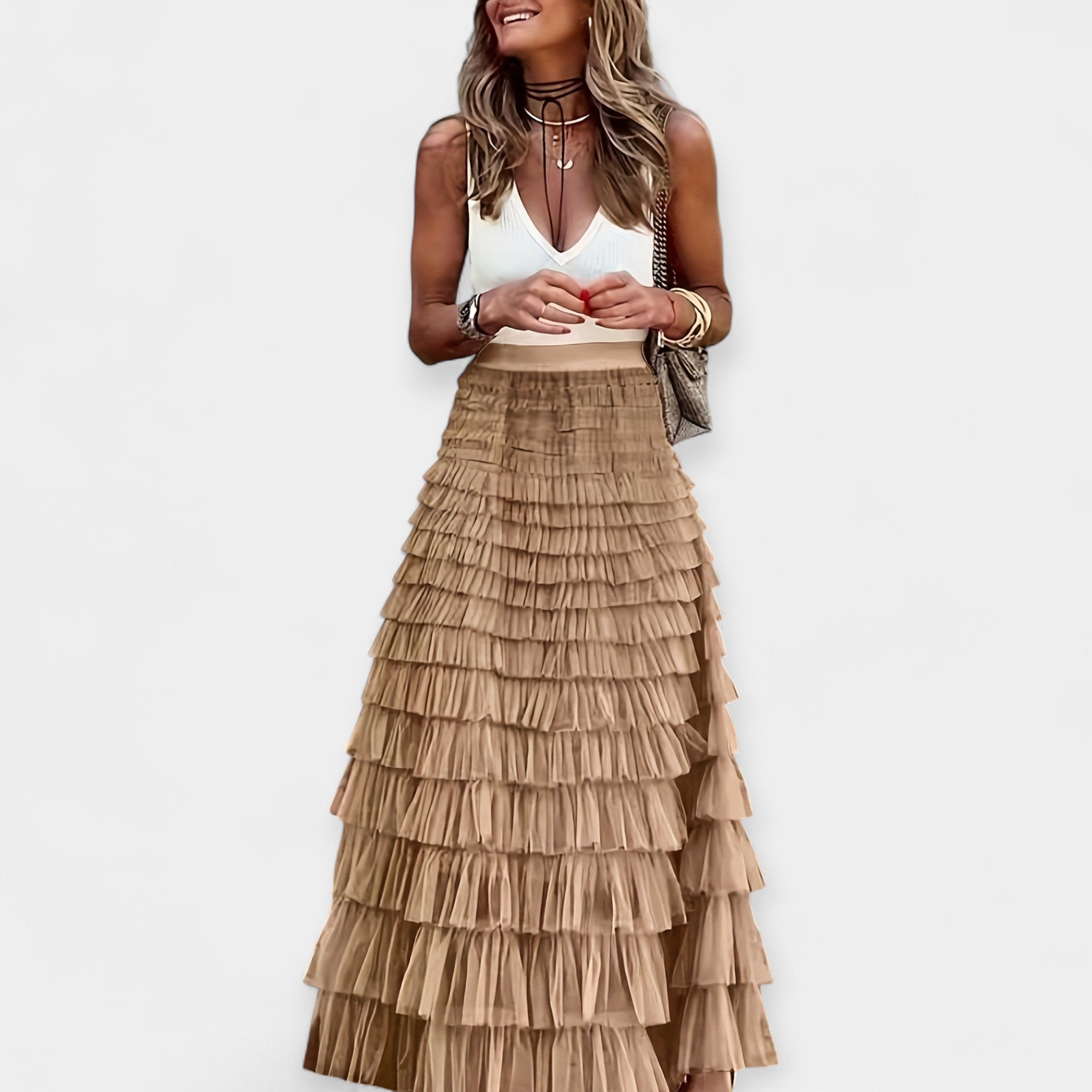 Saia Boho com Acabamento de Cetim de Malha Aberta