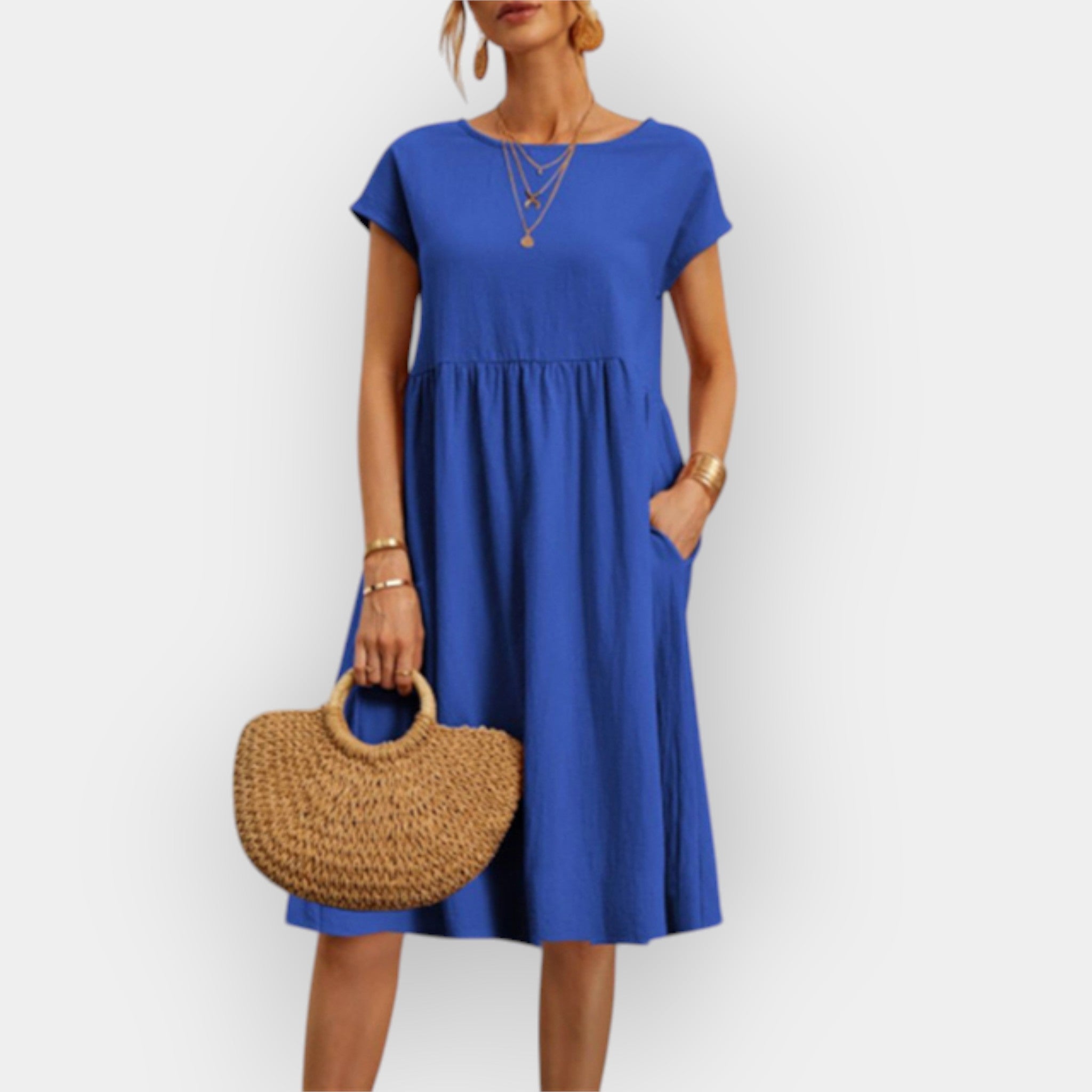 Vestido midi de linhas retas