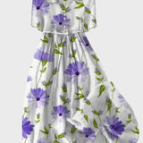 Vestido Floral na Cor Lavanda