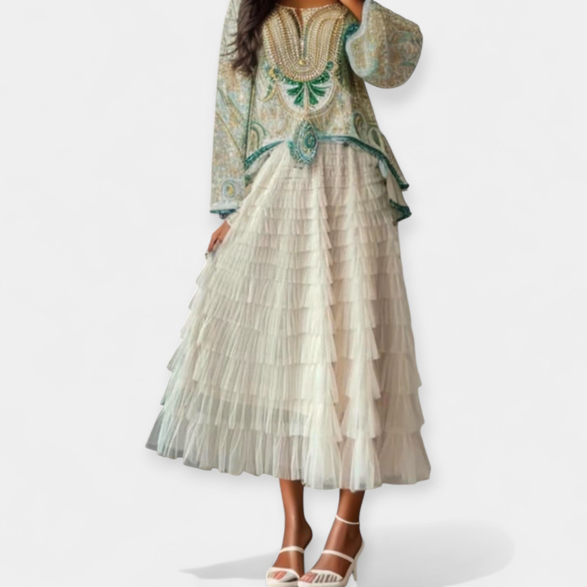 Saia Elegante com Detalhe Decorativo em Tule