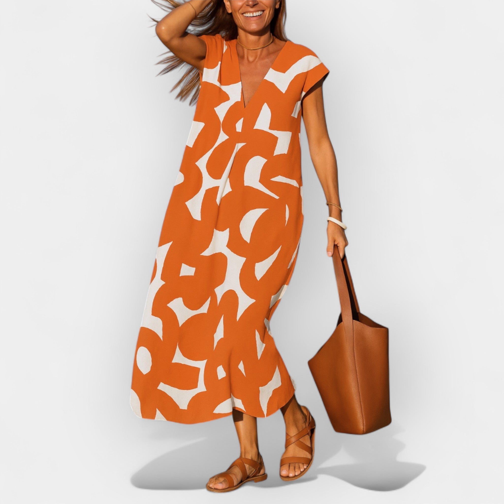 Vestido Leve com Decote em V e Estilo Moderno