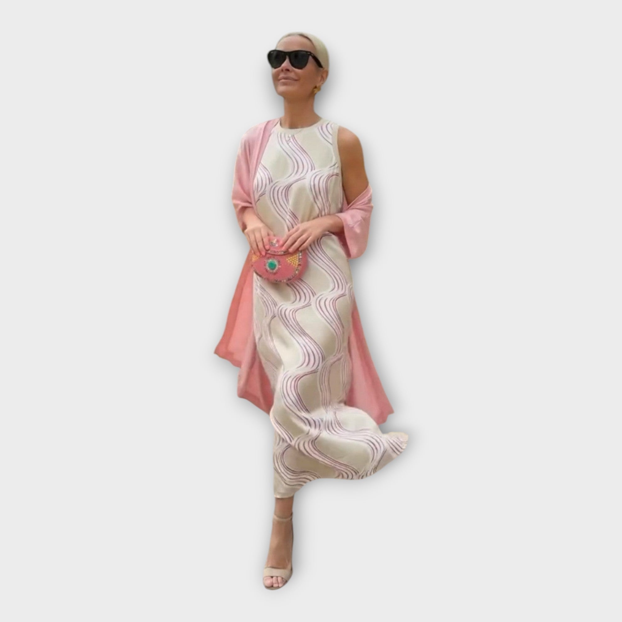 Vestido Máxi com Estampa Ondulada