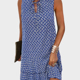 Vestido Mini Estampado com Detalhe de Amarração no Pescoço