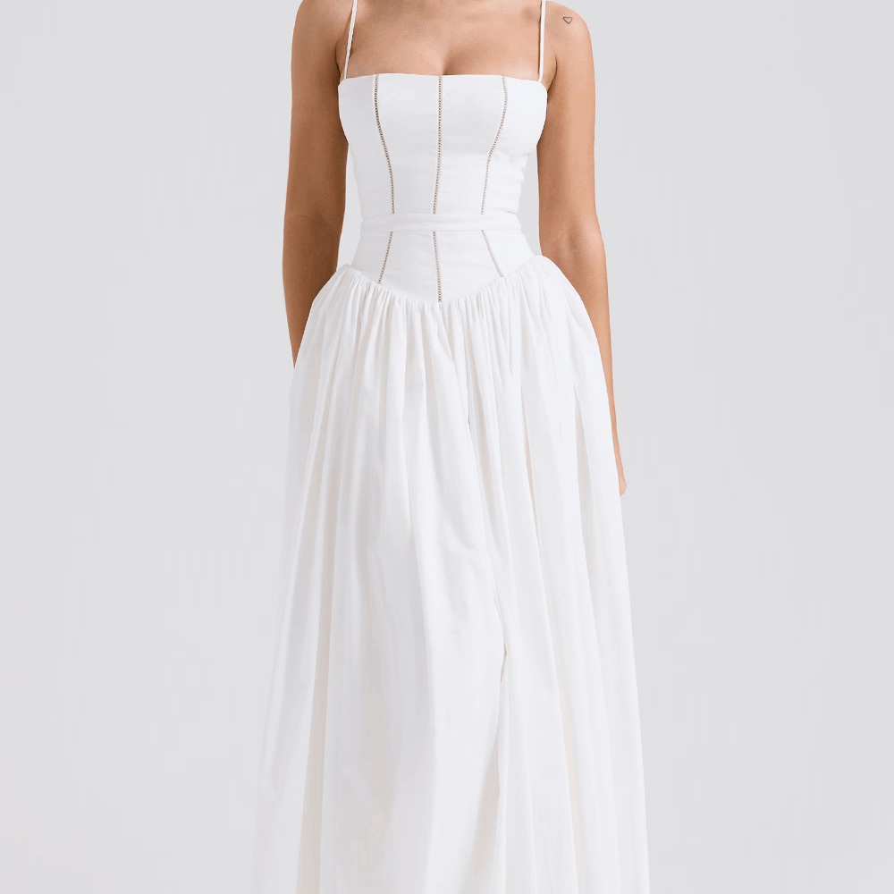 Vestido Maxi com Alças Finas e Estampa Floral