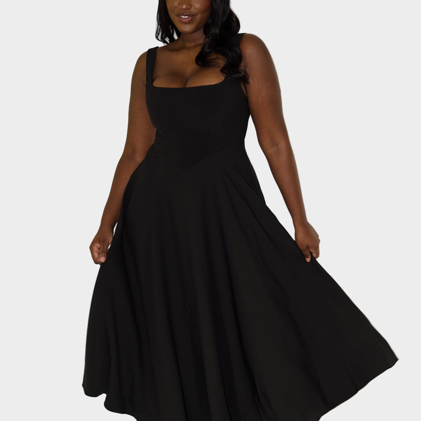 Vestido Midi Leve e Atemporal com Gola Elegante e Movimento Natural