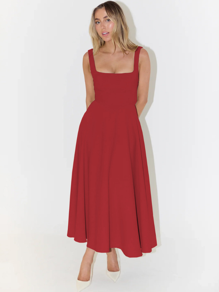 Vestido Midi Elegante com Linha Romântica