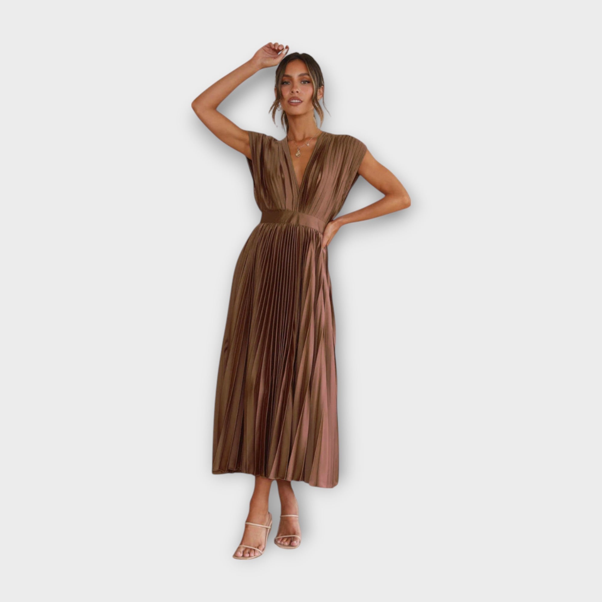 Vestido Midi Plisado com Elegância Romântica