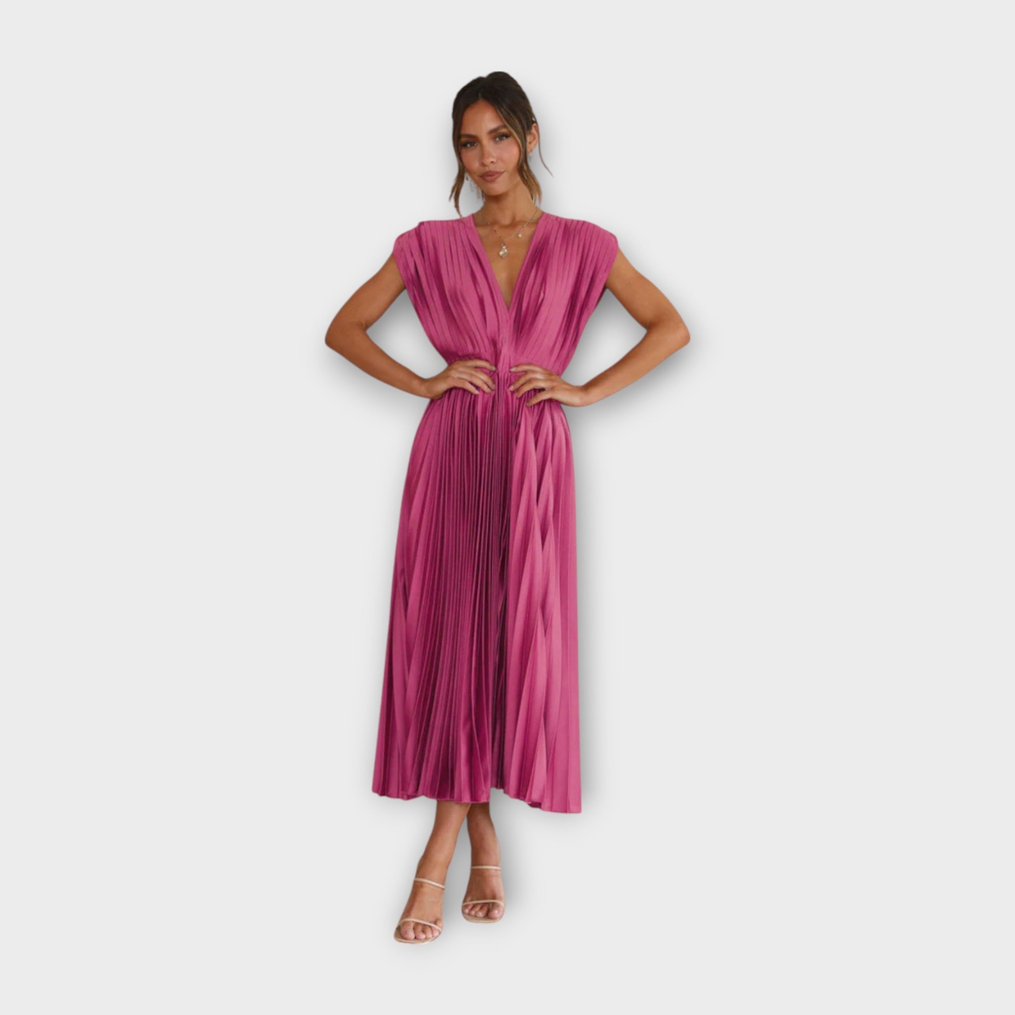 Vestido Midi Plisado com Elegância Romântica