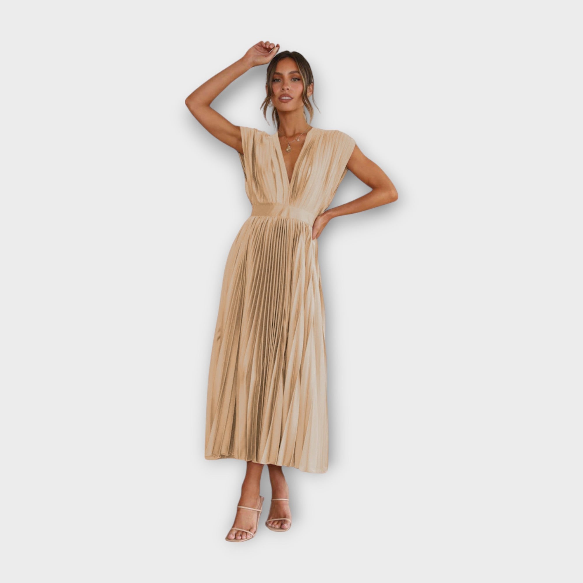 Vestido Midi Plisado com Elegância Romântica