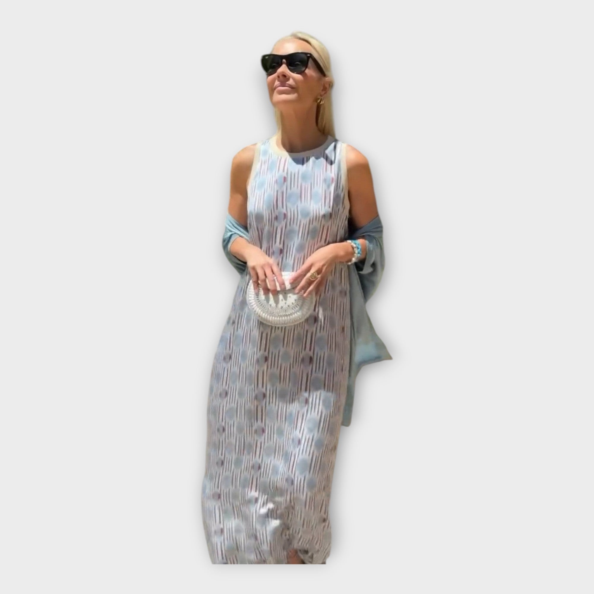 Vestido Máxi com Estampa Geométrica