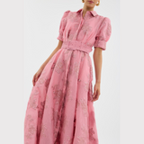 Beatrice™ | Vestido Rosa com Manga Balão