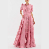 Beatrice™ | Vestido Rosa com Manga Balão