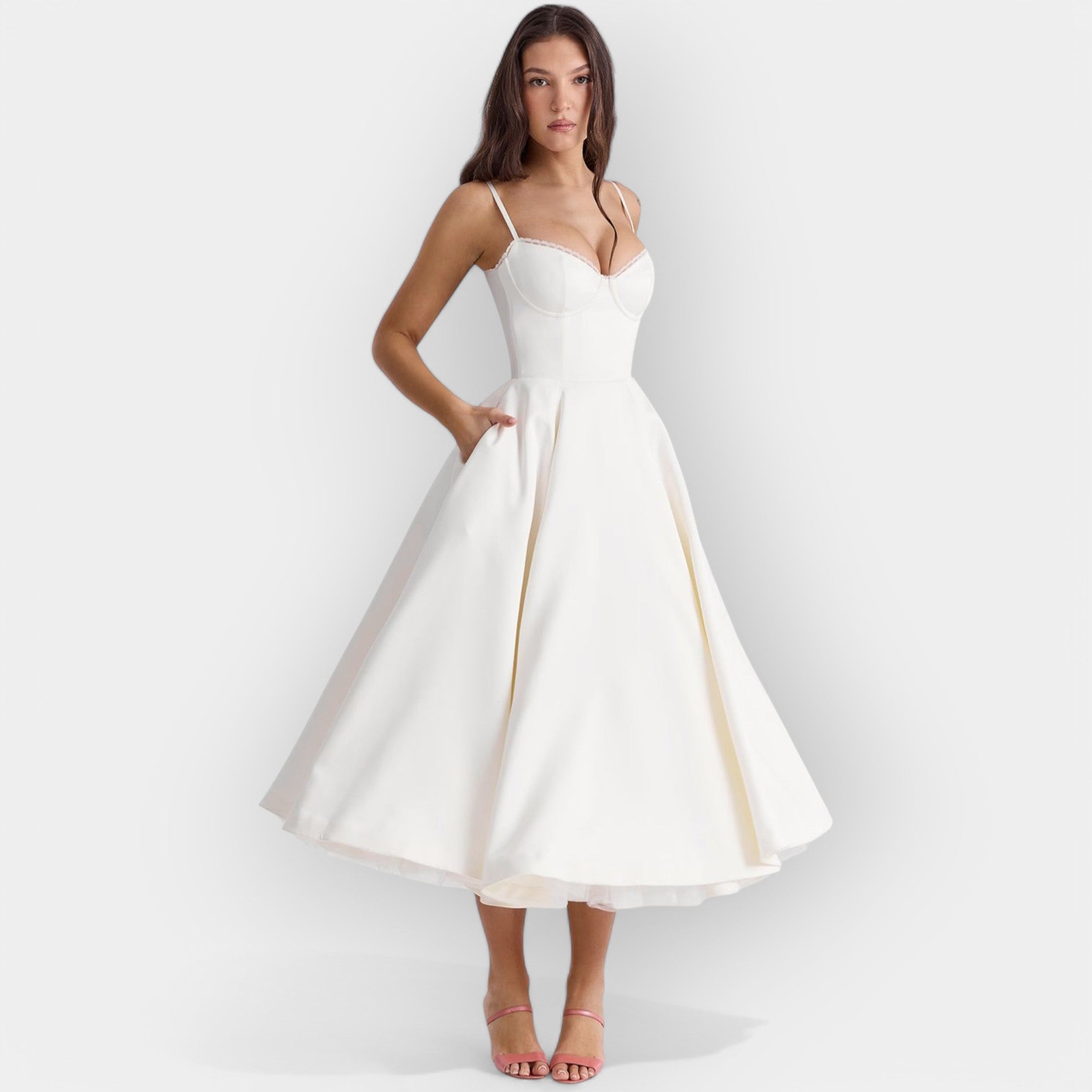 Vestido Midi Branco Simples