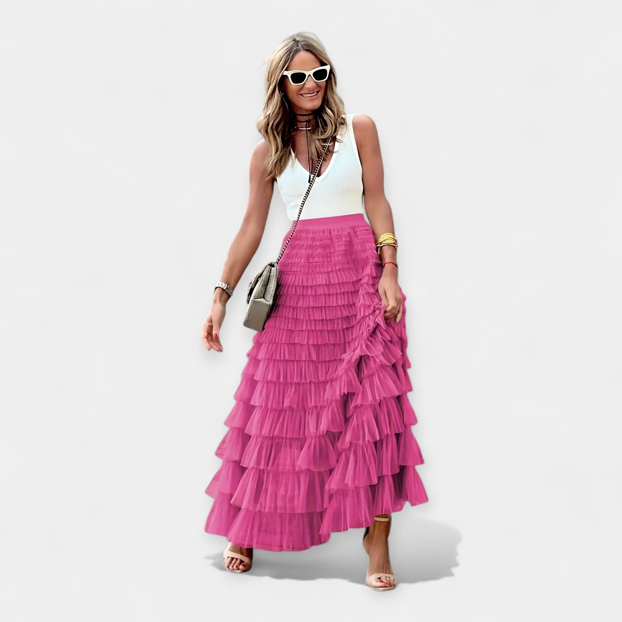 Saia Boho com Acabamento de Cetim de Malha Aberta