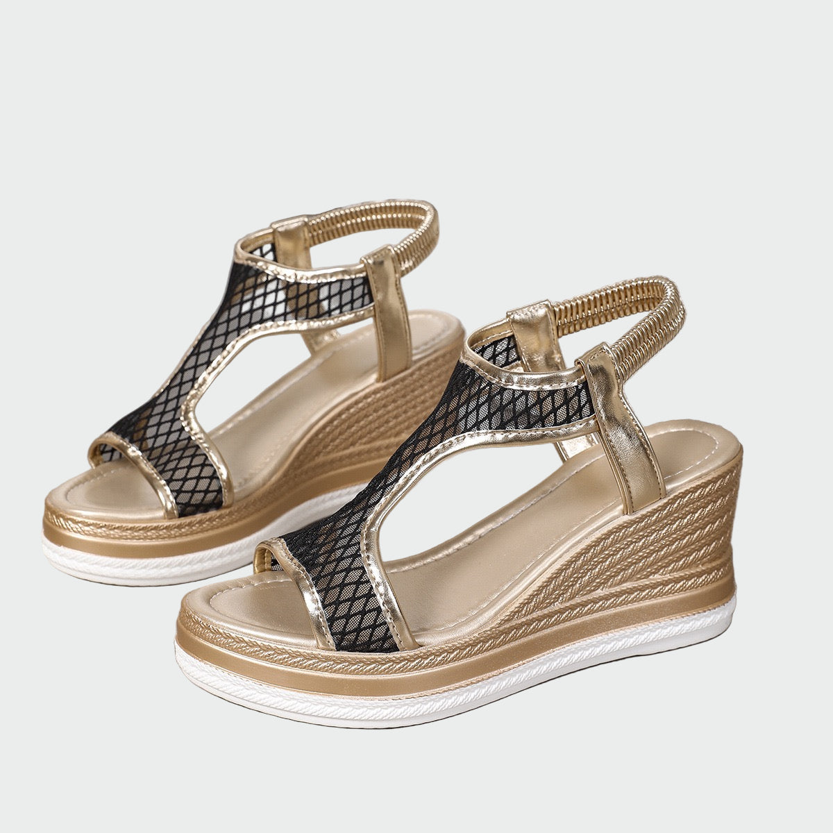 Sandálias femininas ortopédicas elegantes slip-on com plataforma