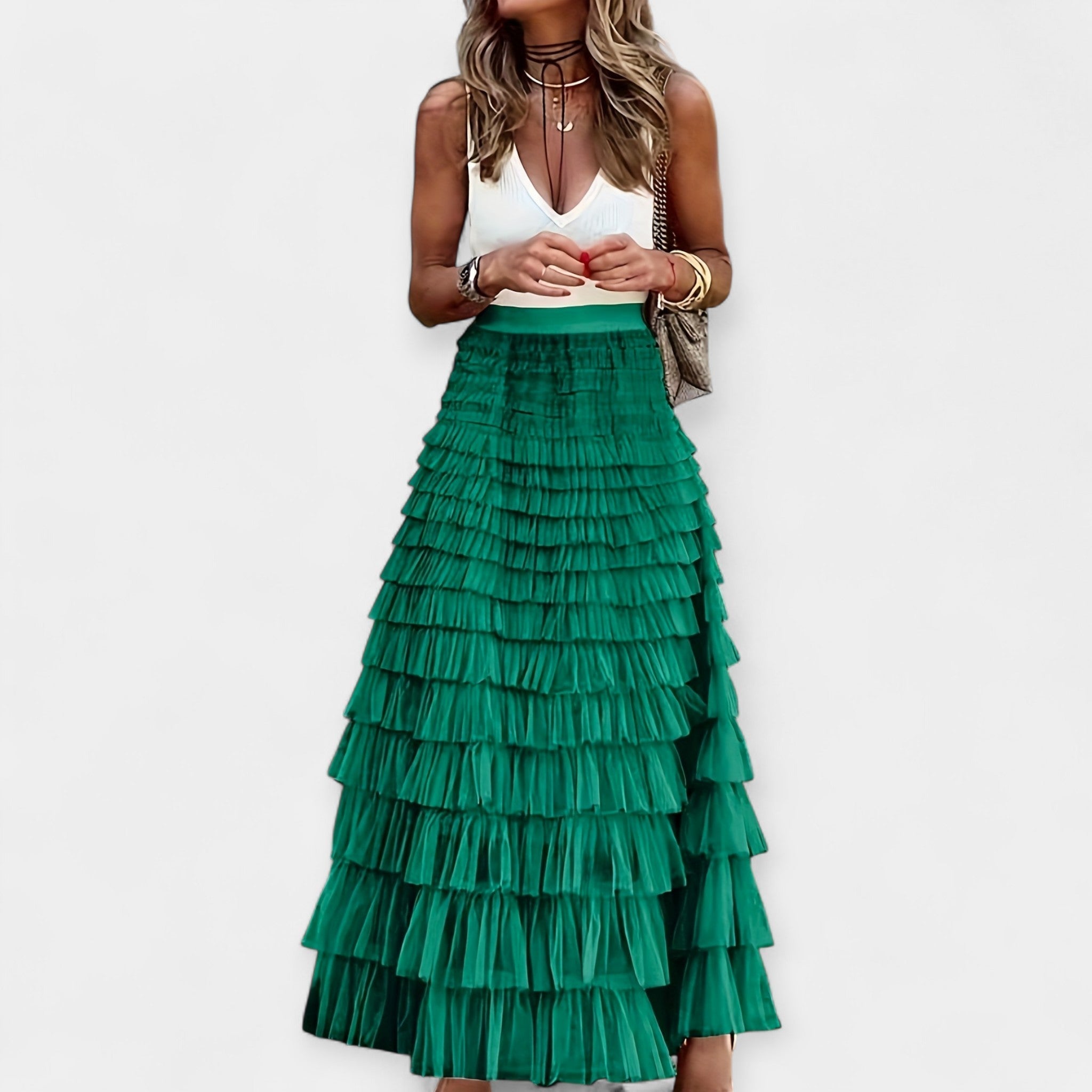 Saia Boho com Acabamento de Cetim de Malha Aberta