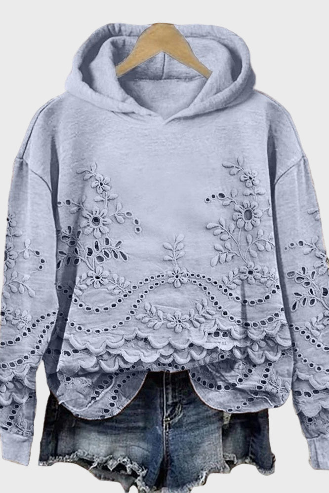 Moletom com Capuz em Renda de Campo Verde