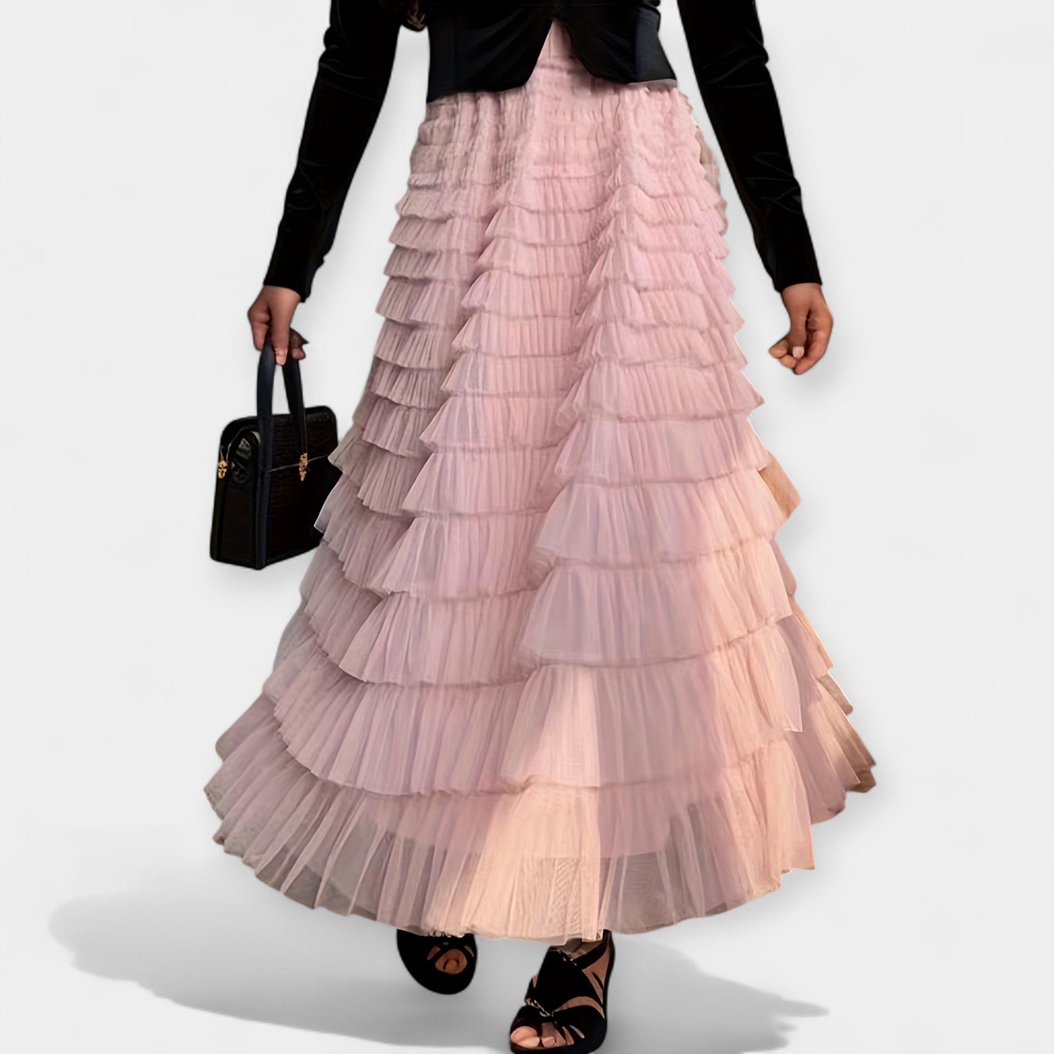 Saia Elegante com Detalhe Decorativo em Tule
