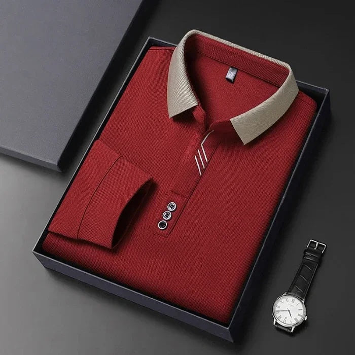 António – Polo Casual de Manga Comprida para Negócios