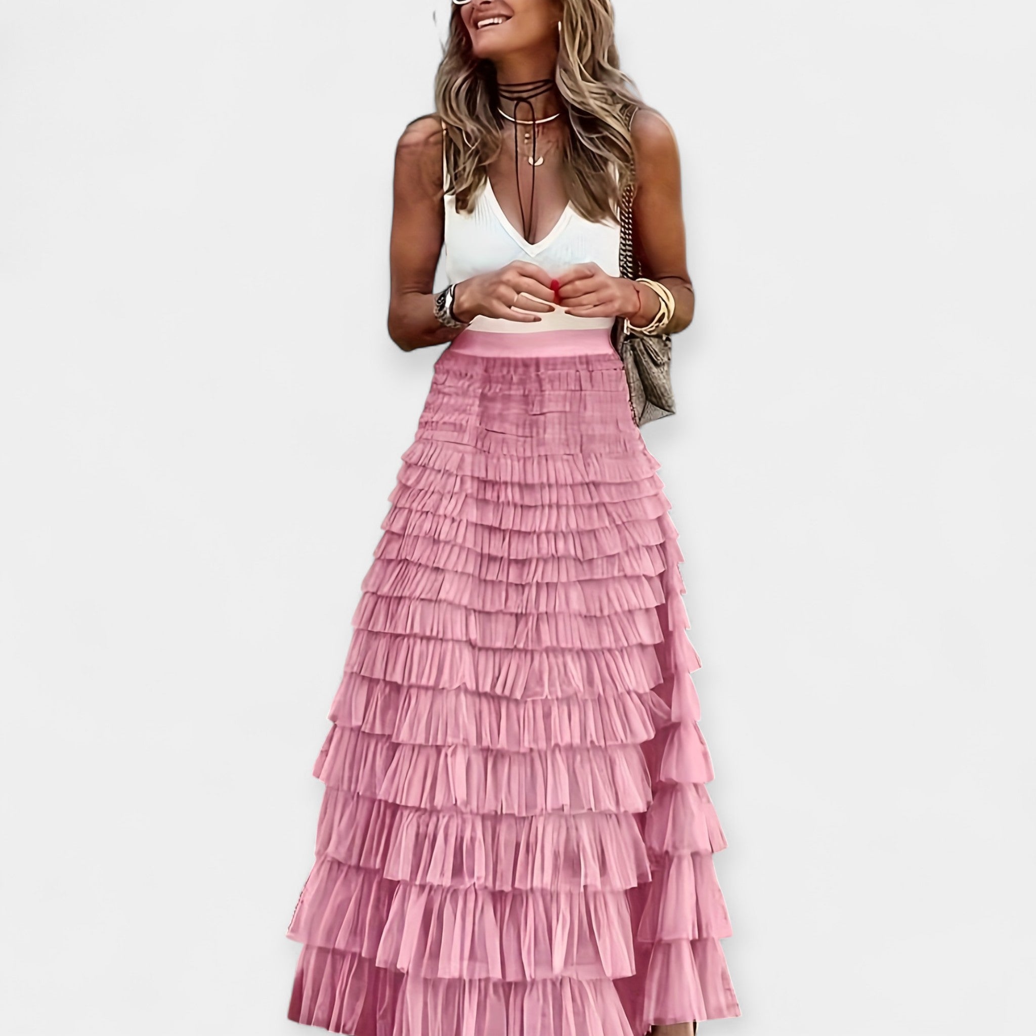 Saia Boho com Acabamento de Cetim de Malha Aberta