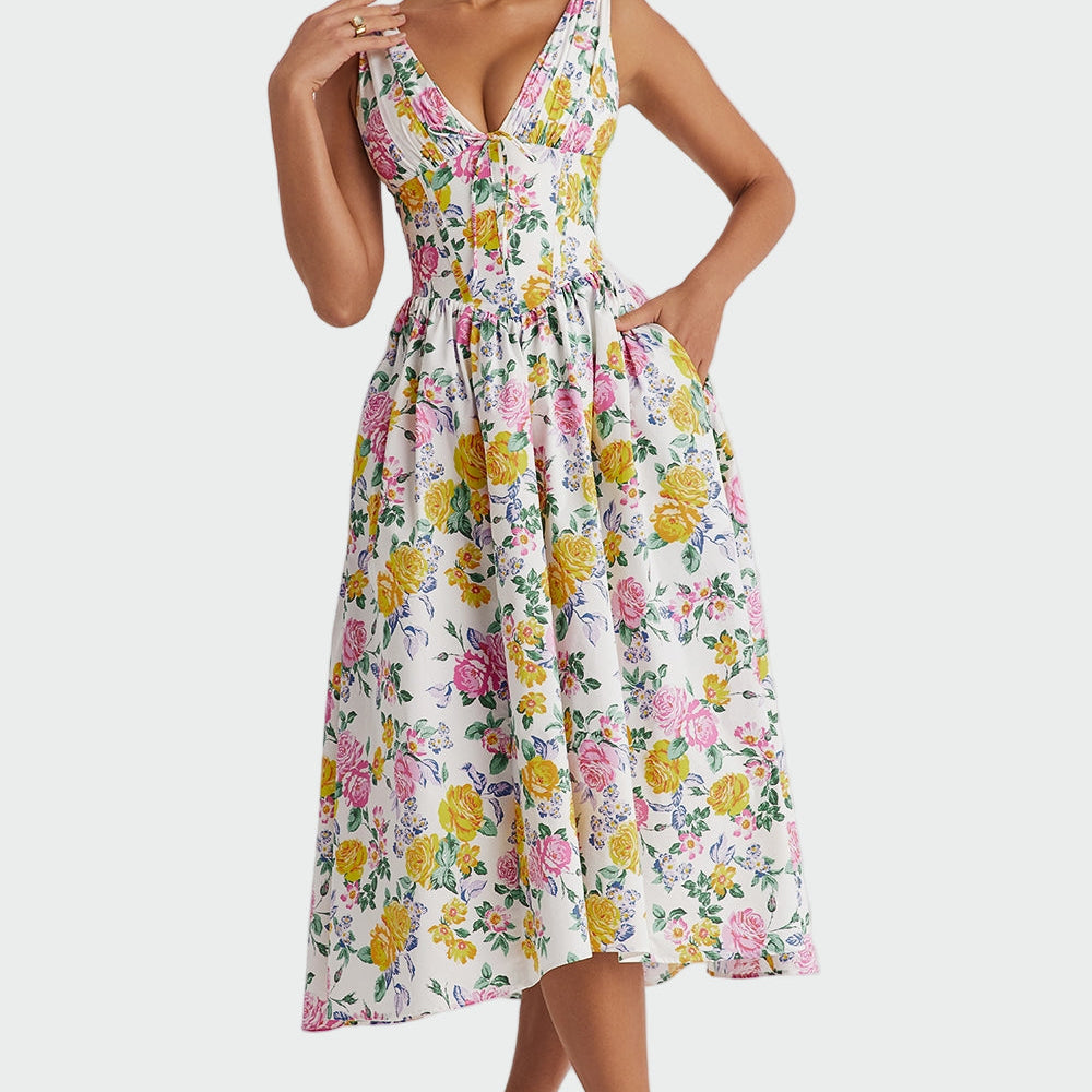 Vestido Midi de Floral Romântico