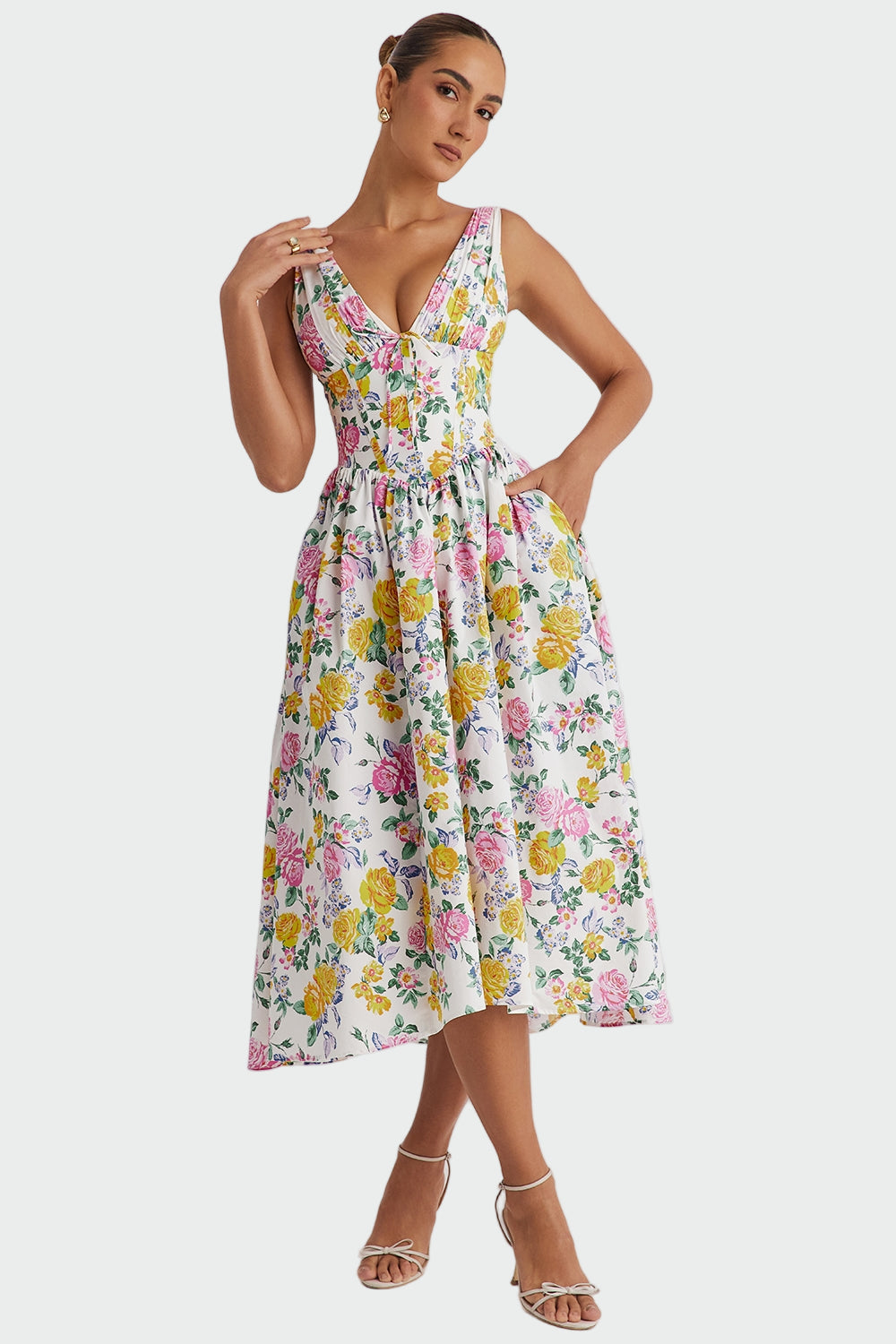 Vestido Midi de Floral Romântico
