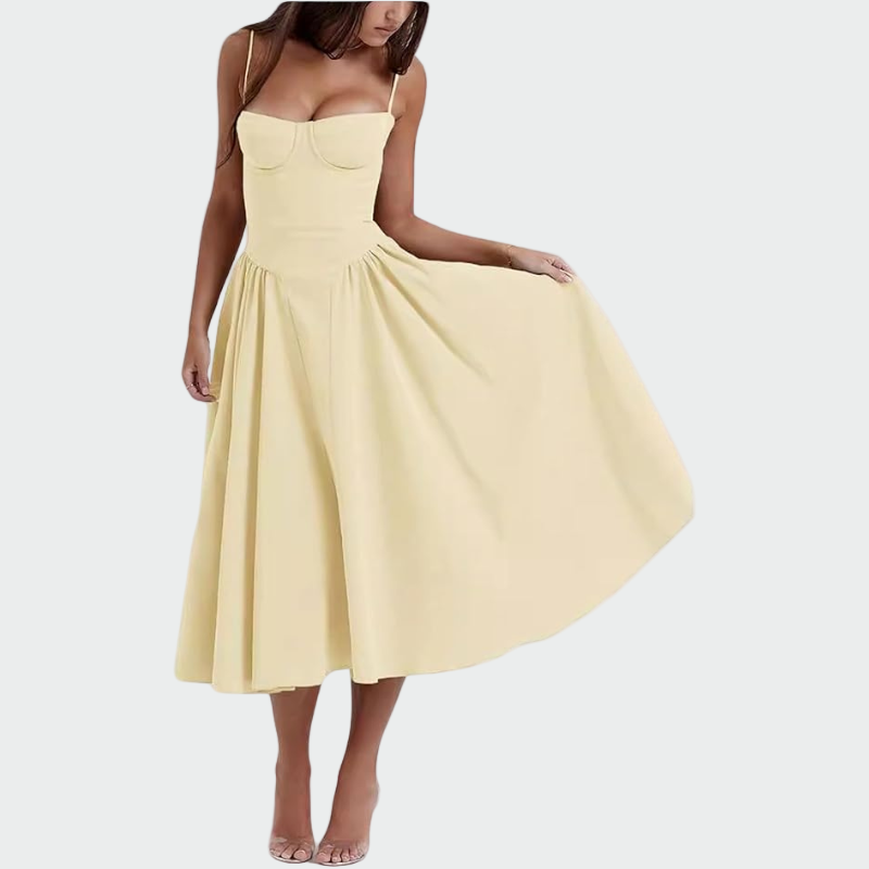 Vestido Longo de Cetim com Alças Finas