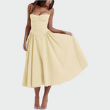 Vestido Longo de Cetim com Alças Finas