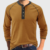 Camisa com gola de algodão Henley